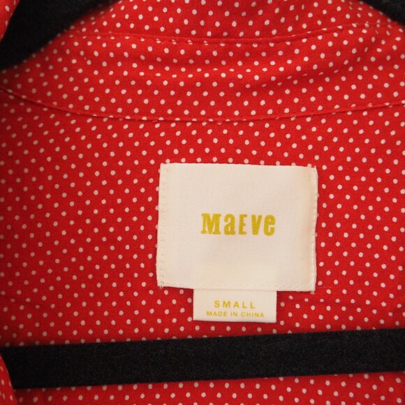 * Anthropologie Maeve Matilda Red Long Sleeve Polka Dot Blouse sz S - Picture 8 of 9